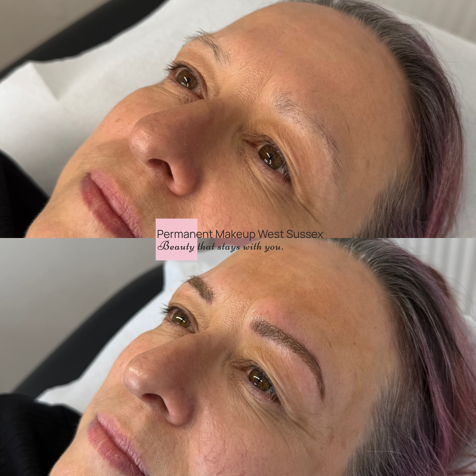 Natural microblading before and after result by Natalia at Permanent Makeup West Sussex