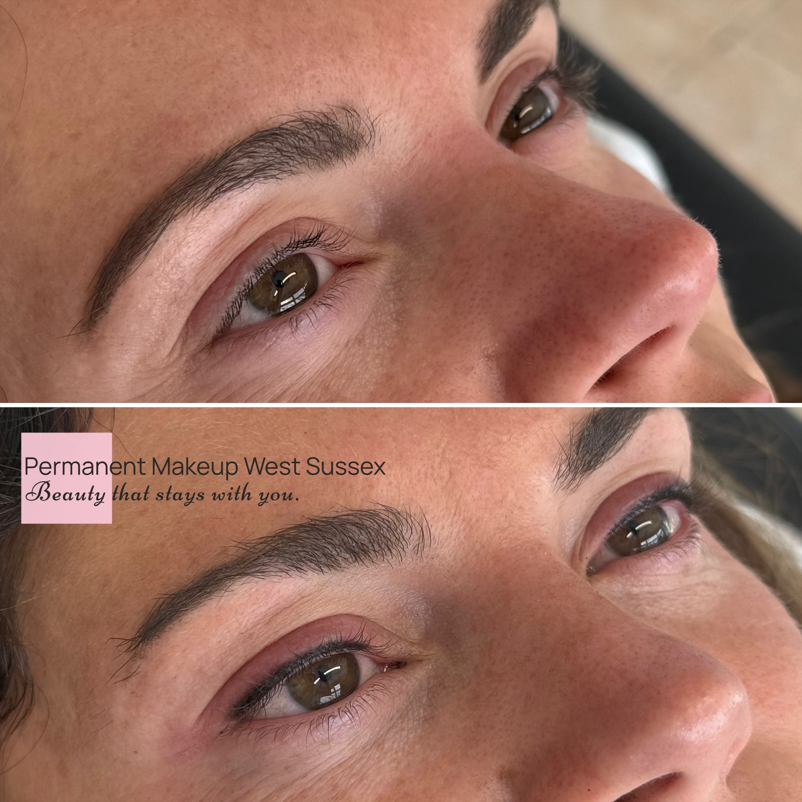 Before and after ombré brows treatment