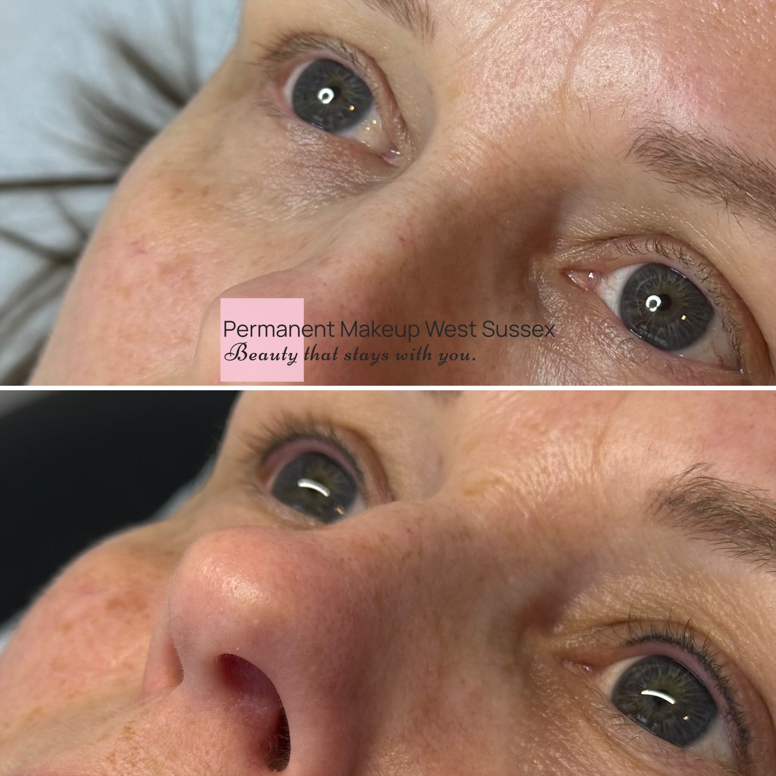 Lash enhancement before and after by Natalia at Permanent Makeup West Sussex